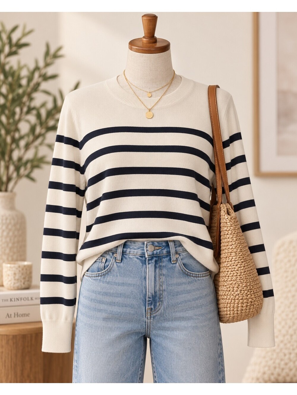 Loft black & white striped long sleeve shirt